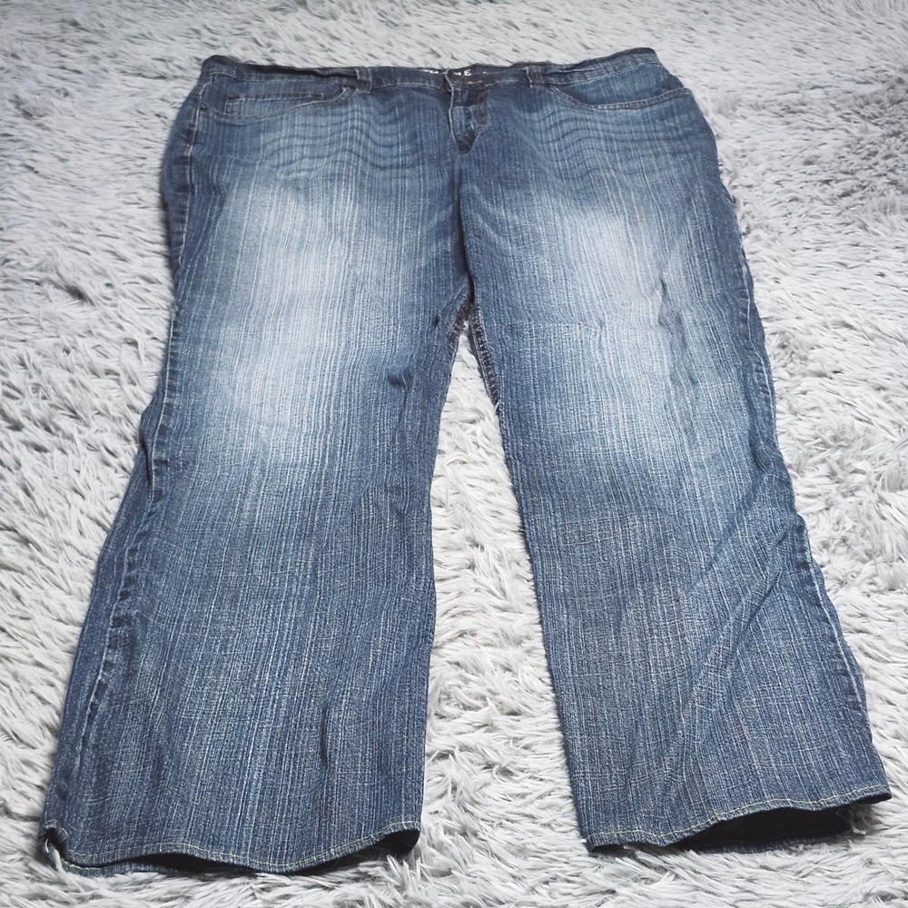 Kenneth Cole Reaction Boot Jeans Mens 36x30.5 Hemmed Blue Denim Bootcut Casual